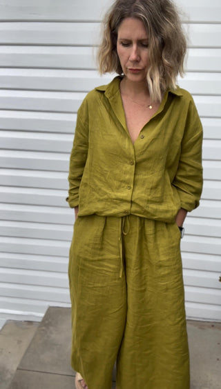Everyday Linen Shirt - Chartreuse