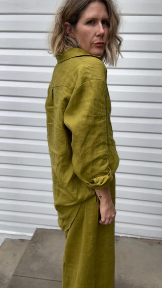 Everyday Linen Shirt - Chartreuse