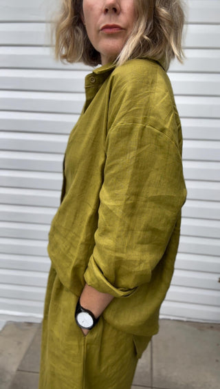Everyday Linen Shirt - Chartreuse