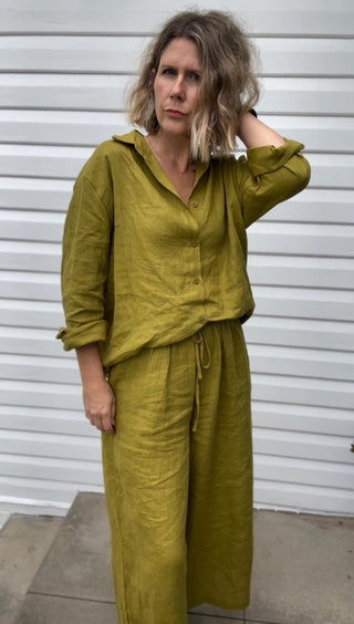 Everyday Linen Shirt - Chartreuse