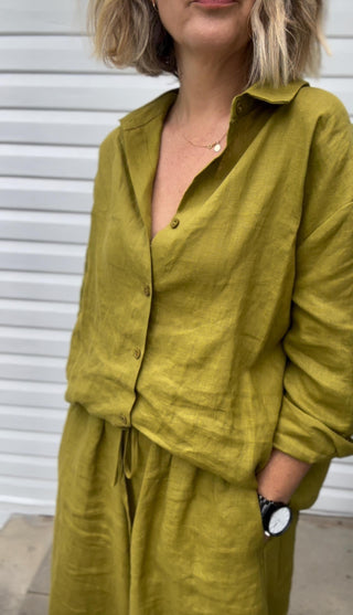 Everyday Linen Shirt - Chartreuse