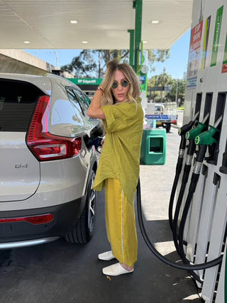 The Drift Track Pant - Marigold with Ice Blue Piping