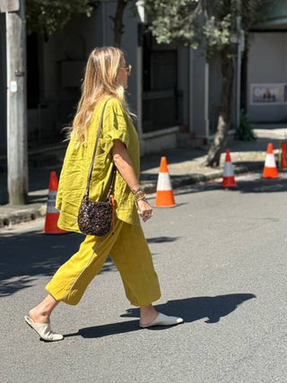 The Drift Track Pant - Marigold with Ice Blue Piping