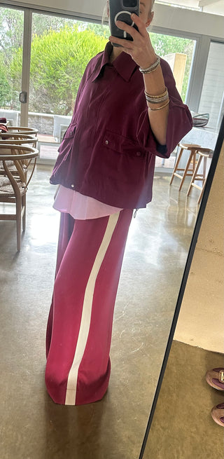 STRIPE PANT - Merlot with Vanilla Stripe